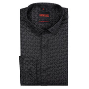 Black Geometric Slim Fit Full Sleeve Shirt (GP181)