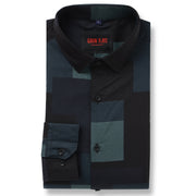 Black and Green Block Pattern Slim Fit Full Sleeve Shirt (GP047)