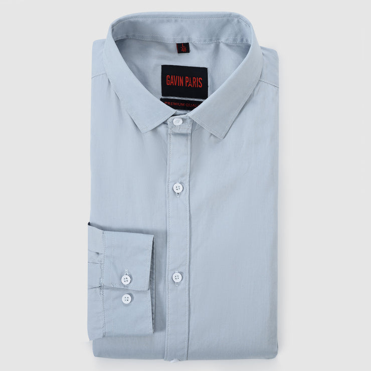Sky Blue Plain Men's Full Sleeve Shirt (GP313)