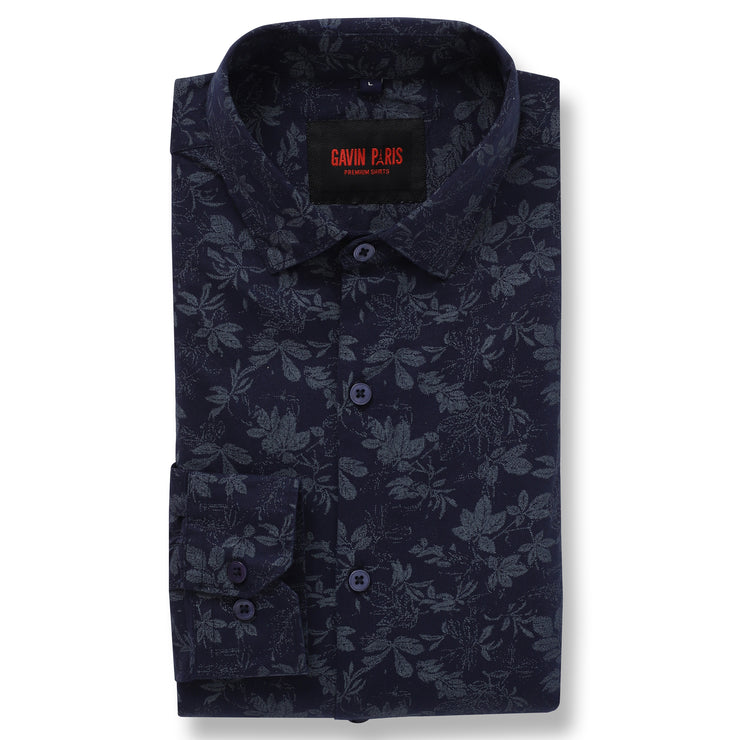 Navy Floral Full-Sleeve Shirt (GP097)