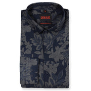 Navy Blue Floral Print Slim Fit Full Sleeve Shirt (GP145)