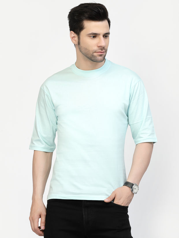 Aqua Blue Plain Oversized Drop Shoulder Unisex Tshirt By Gavin Paris