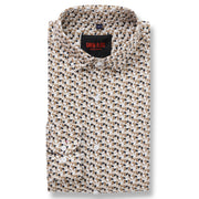Beige and Black Geometric Pattern Full-Sleeve  Shirt (GP100)
