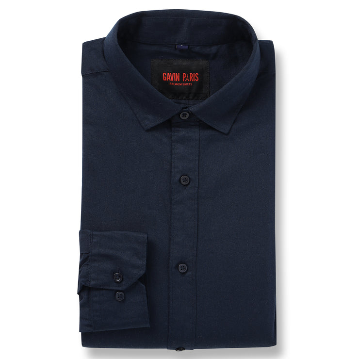 NAVY BLUE SOLID COTTON FULL SLEEVE SHIRT (GP075)