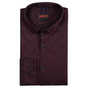 Burgundy Checkered Slim Fit Full Sleeve Shirt (GP170)