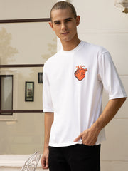 Red Heart White Oversized Unisex Tee By Gavin Paris