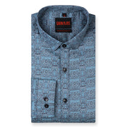 Blue Ethnic Pattern Slim Fit Full Sleeve Shirt (GP249)