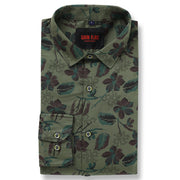 Olive Green Floral Full-Sleeve Shirt (GP039)