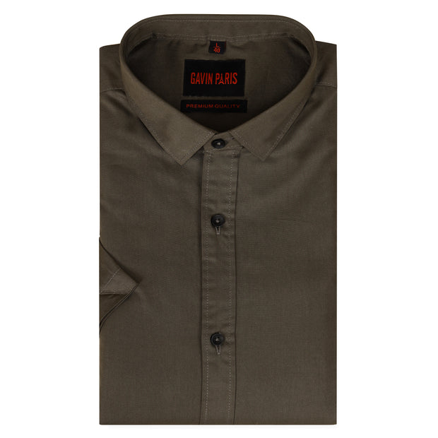 Half Sleeve Slim Fit Shirt- Olive Green (GP288)
