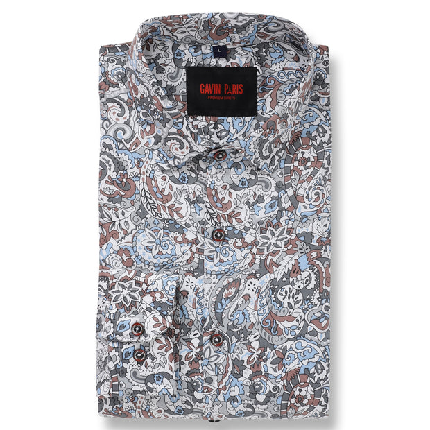Floral Paisley Slim Fit Full-Sleeve Shirt (GP094)
