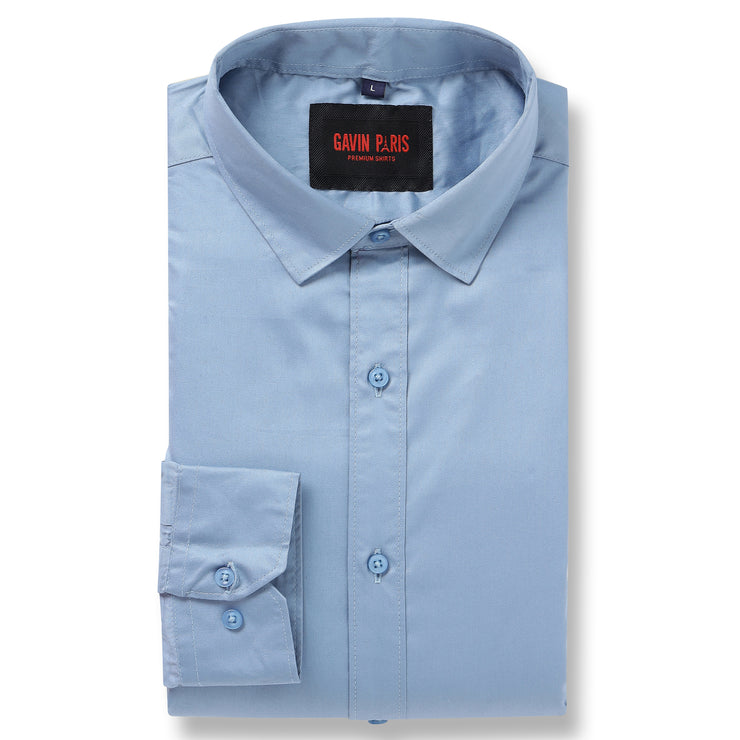 Sky Blue Solid Full-Sleeve Shirt (GP068)