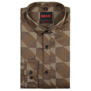 Full-Sleeve Brown Geometric Pattern Slim Fit Shirt (GP204)