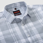 Gray Plaid Pattern Men's Slim Fit Full Sleeve Shirt (GP284)