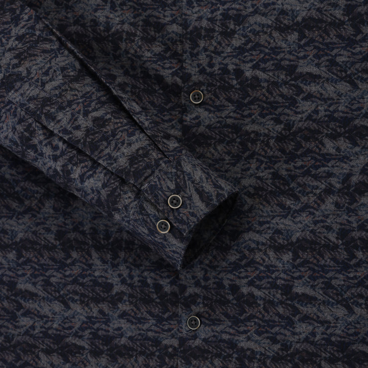 Men's Full Sleeve Navy Blue and Charcoal Abstract Print Shirt (GP275)