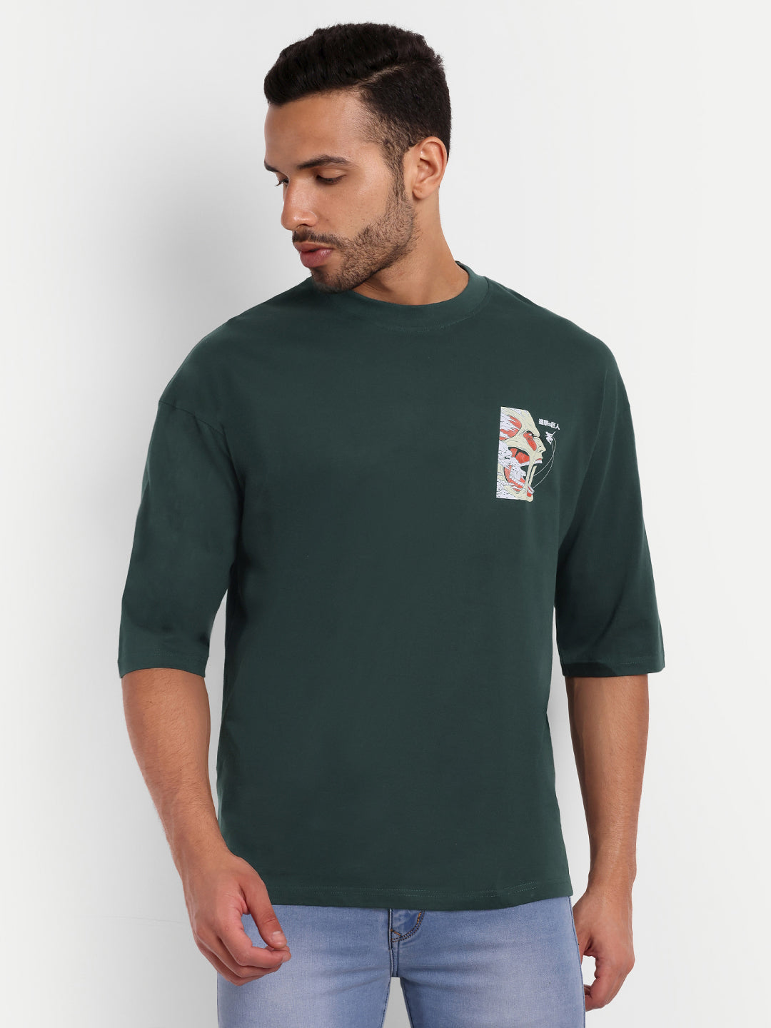 Monk Dark Green Oversized Drop Shoulder Unisex Tshirt By Gavin Paris