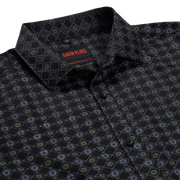 Black and Gold Diamond Pattern Slim Fit Full Sleeve Shirt (GP196)