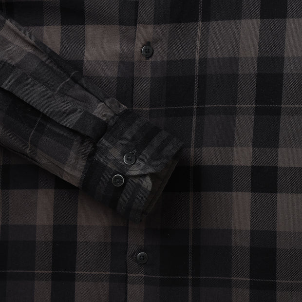 Black and Grey Checkered Slim Fit Full-Sleeve Shirt (GP002)