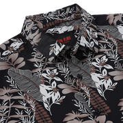 Half Sleeve Slim Fit Shirt - Black with Grey Floral Pattern (GP054)