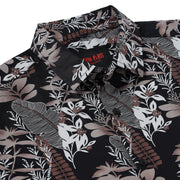 Half Sleeve Slim Fit Shirt - Black with Grey Floral Pattern (GP054)