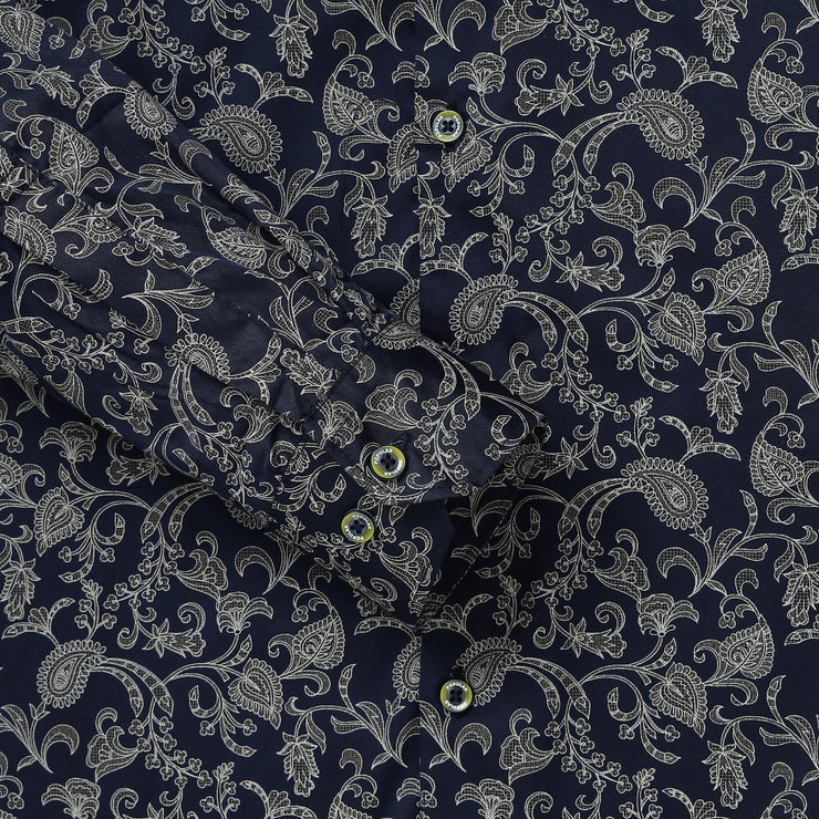 Navy Paisley Full-Sleeve Shirt (GP088)