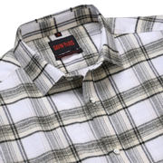 White & Olive Checkered Slim Fit Cotton Men's Full Sleeve Shirt (GP359)