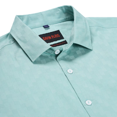 Aqua Checkered Slim Fit Full Sleeve Shirt (GP179)