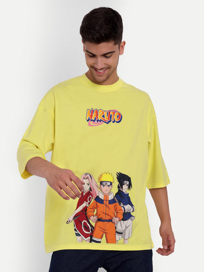 Naruto Lemon Yellow Oversized Drop Shoulder Unisex Tshirt By Gavin Paris