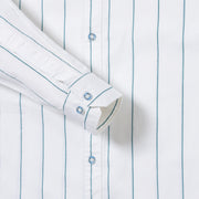 White Full Sleeve Shirt with Teal Stripes (GP036)