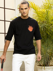 Red Heart Black Oversized Unisex Tee By Gavin Paris