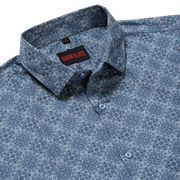 Blue Geometric Print Slim Fit Cotton Men's Full Sleeve Shirt (GP370)