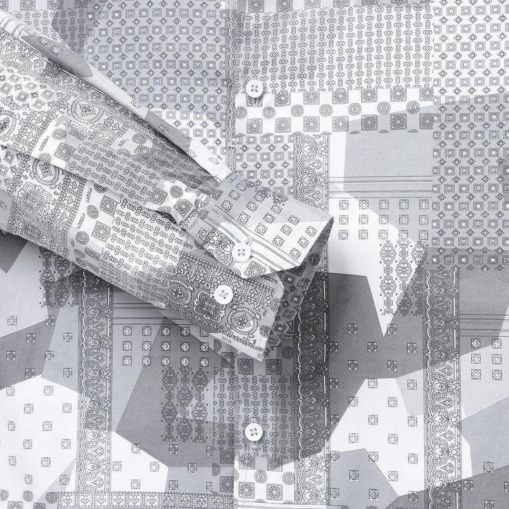 Grey with Intricate Geometric Pattern Full Sleeve Shirt (GP045)