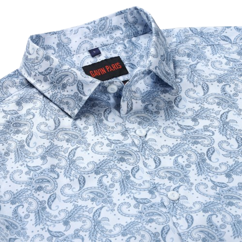 Paisley Print Slim Fit Full Sleeve Shirt - Sky Blue (GP208)