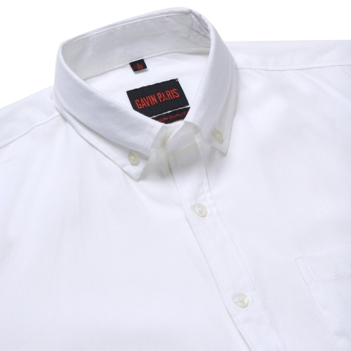 Classic White Solid Slim Fit Cotton Men's Full Sleeve Shirt With Pocket (GP355)