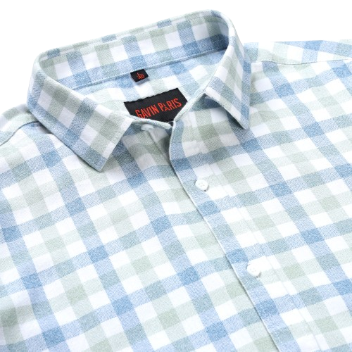 Checkered Slim Fit Full Sleeve Shirt - Blue and Green (GP224)
