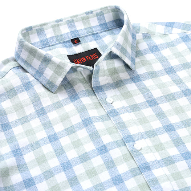 Checkered Slim Fit Full Sleeve Shirt - Blue and Green (GP224)