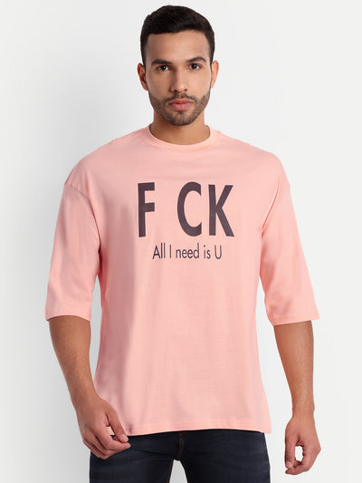 FCK Peach Drop-shoulder Oversized T-shirt