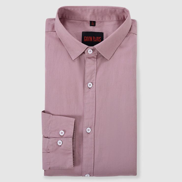 Soft Mauve Plain Men's Slim Fit Full Sleeve Shirt (GP315)