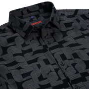 Black Slim Fit Full Sleeve Shirt with Modern Geometric Pattern (GP262)