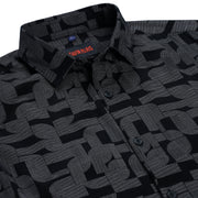 Black Slim Fit Full Sleeve Shirt with Modern Geometric Pattern (GP262)
