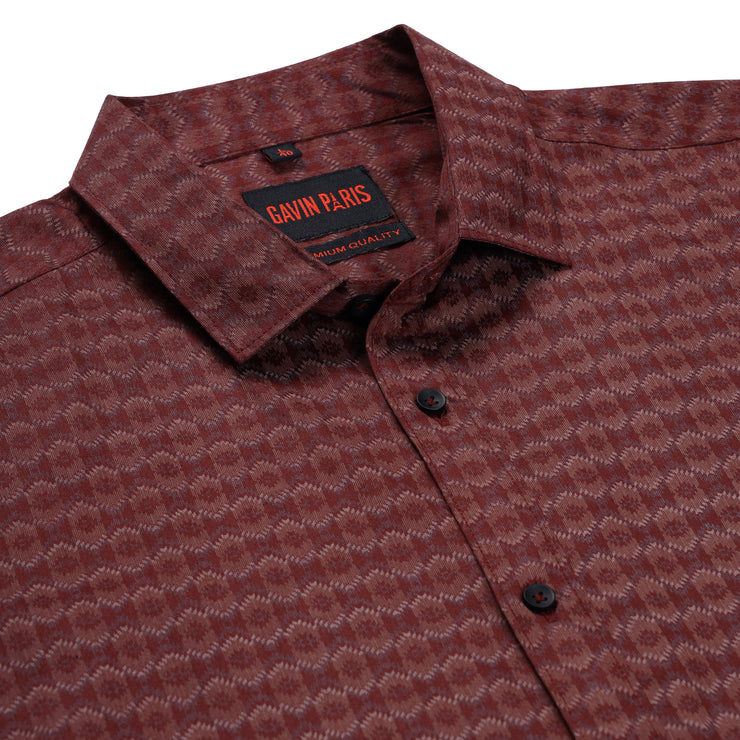 Maroon Patterned Slim Fit Full Sleeve Shirt (GP183)