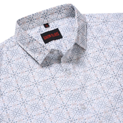 White Tribal Print Slim Fit Cotton Men's Full Sleeve Shirt (GP366)