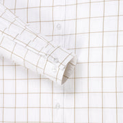 White with Beige Windowpane Check Pattern Full Sleeve Shirt (GP138)