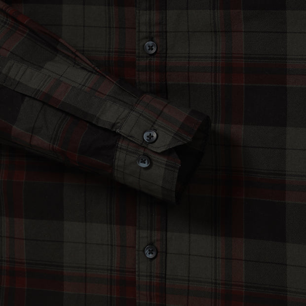 Checkered Slim Fit Full-Sleeve Shirt - Dark Green & Red (GP085)