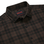 Brown Checkered Slim Fit Cotton Men's Full Sleeve Shirt (GP361)