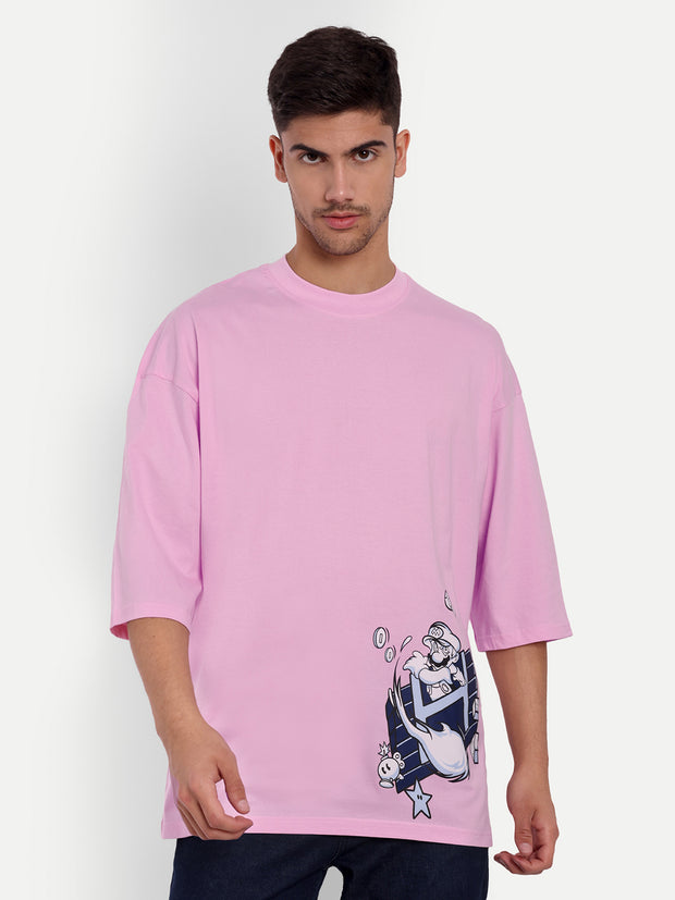 Mario Pink Oversize Drop shoulder Tee by Gavin Paris