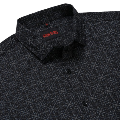 Black Tribal Print Slim Fit Cotton Men's Full Sleeve Shirt (GP365)
