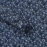 Navy Blue with White Floral Pattern Full Sleeve Shirt (GP024)