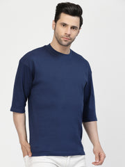 Dark Blue Plain Oversized Drop Shoulder Unisex Tshirt By Gavin Paris