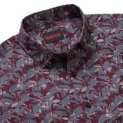 Maroon Slim Fit Men's Full Sleeve Shirt with Leaf Print (GP337)