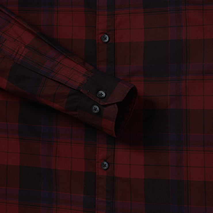 Plaid Flannel Slim Fit Full-Sleeve Shirt - Red and Black (GP083)
